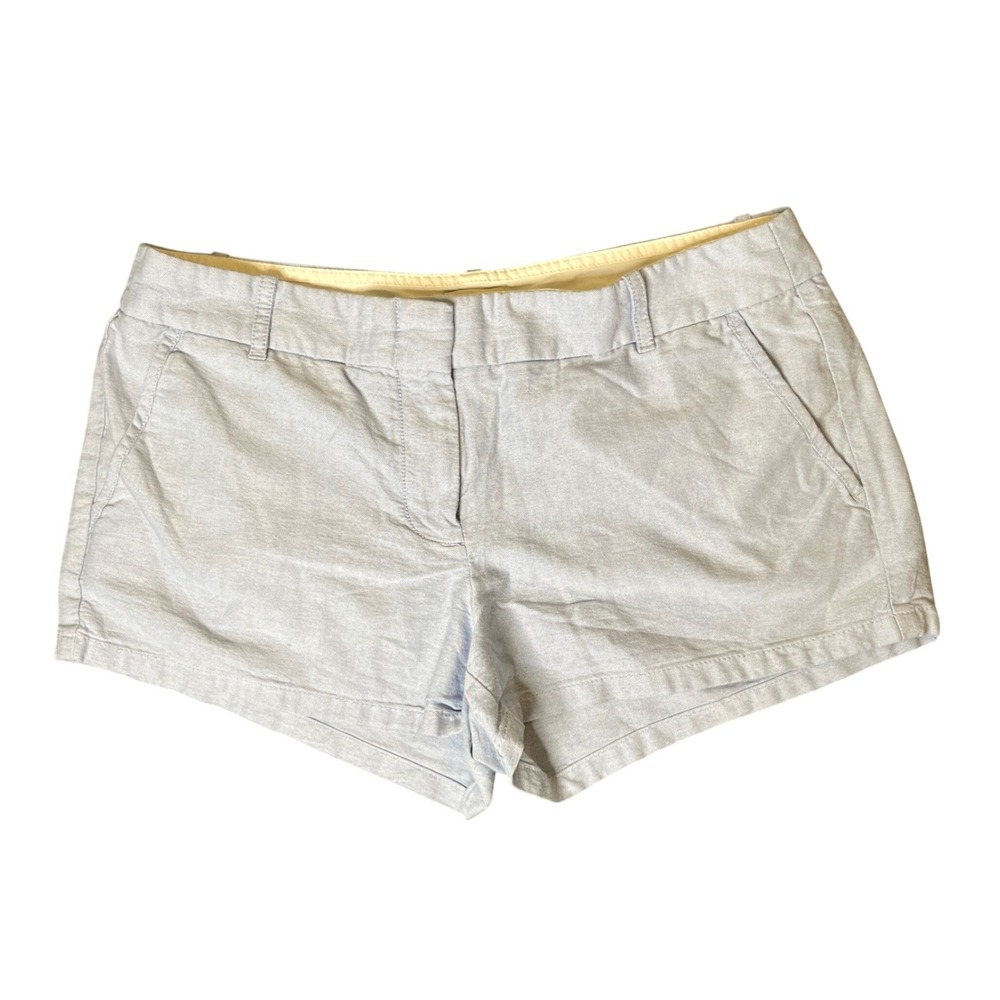 J.Crew Oxford Shorts Womens 8 Blue Cotton Chino Summer Coastal Preppy Hamptons